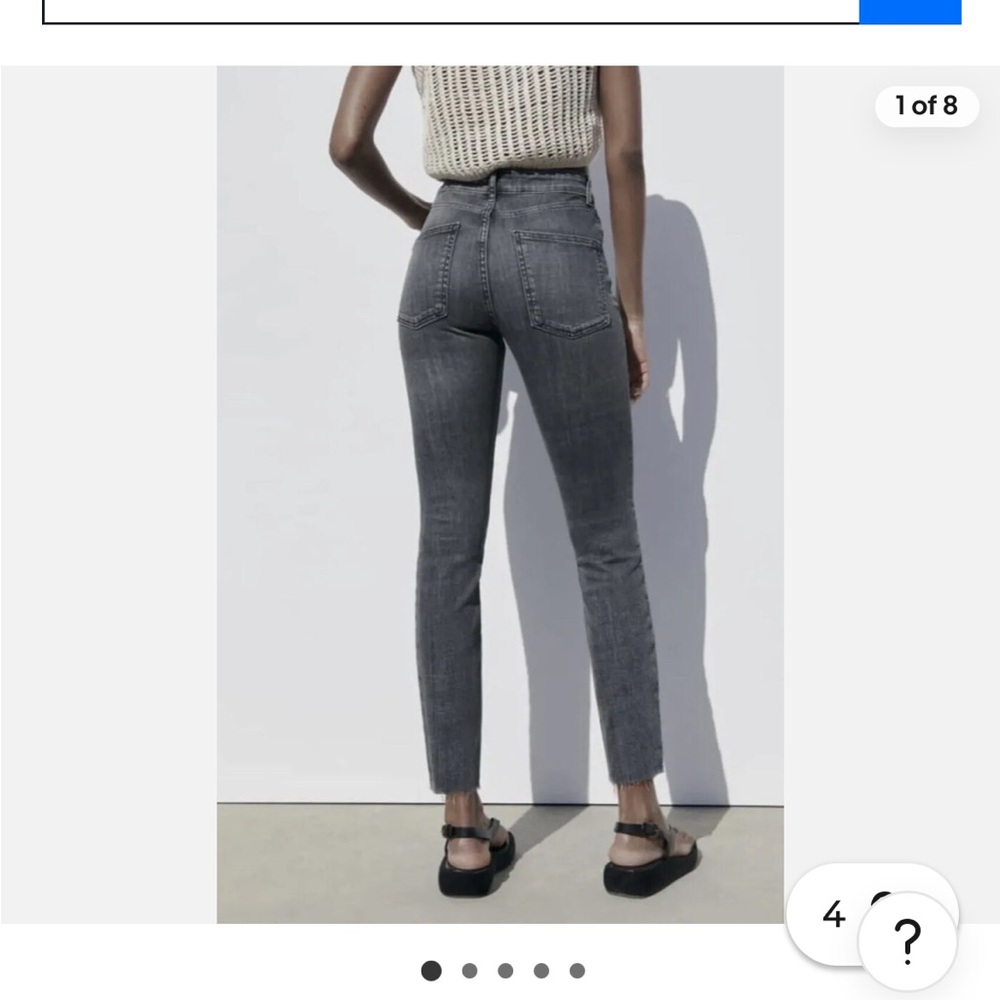 Zara Women's Grey High-Waisted Skinny Fit Jeans Sz 2
